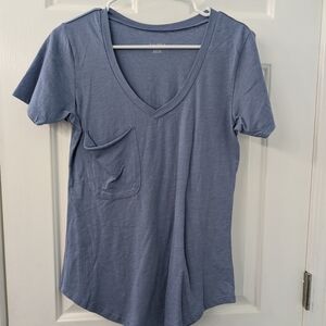 Z Supply Soft Blue V-Neck Tee with Pocket